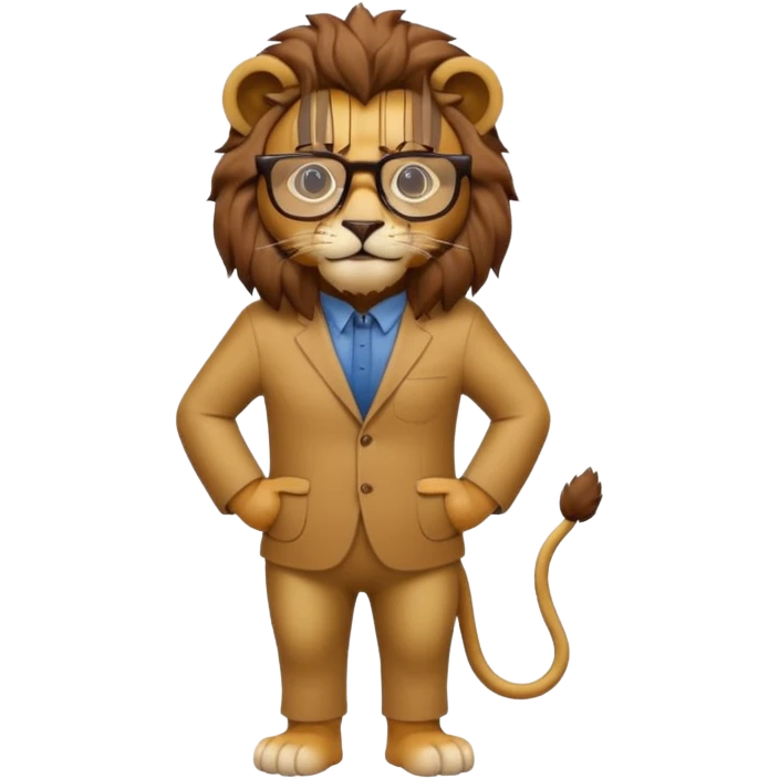 full body of lion wear glasses emoji