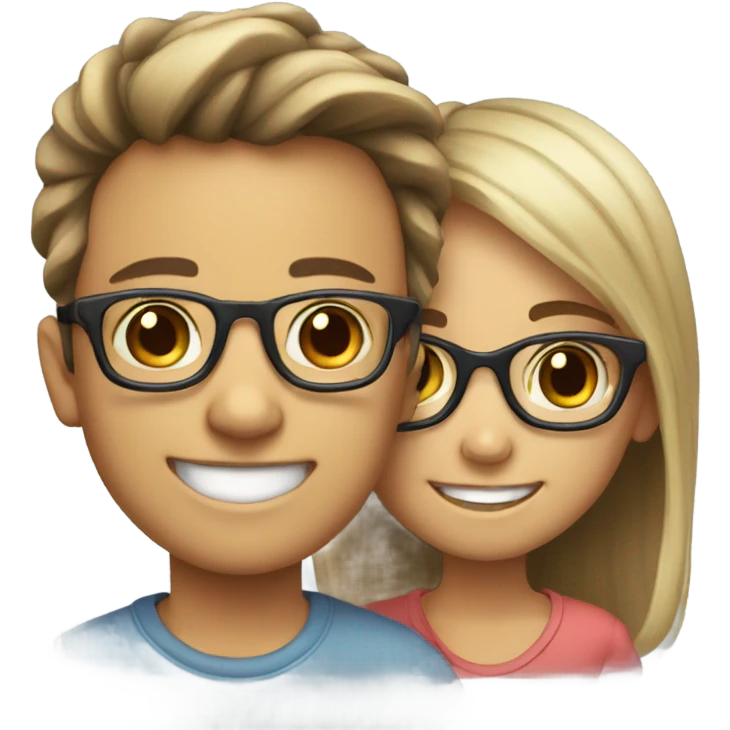 smiling girl with boy in glasses emoji