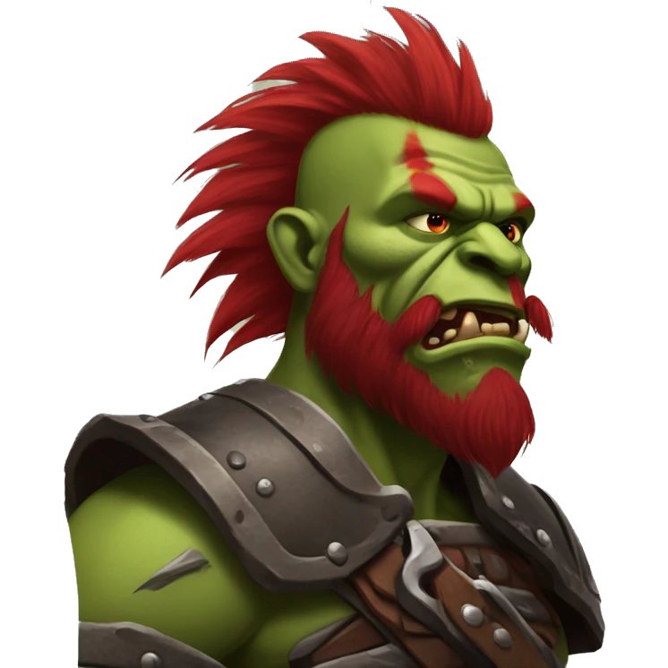 Berserker orc with red beard & red mohican emoji