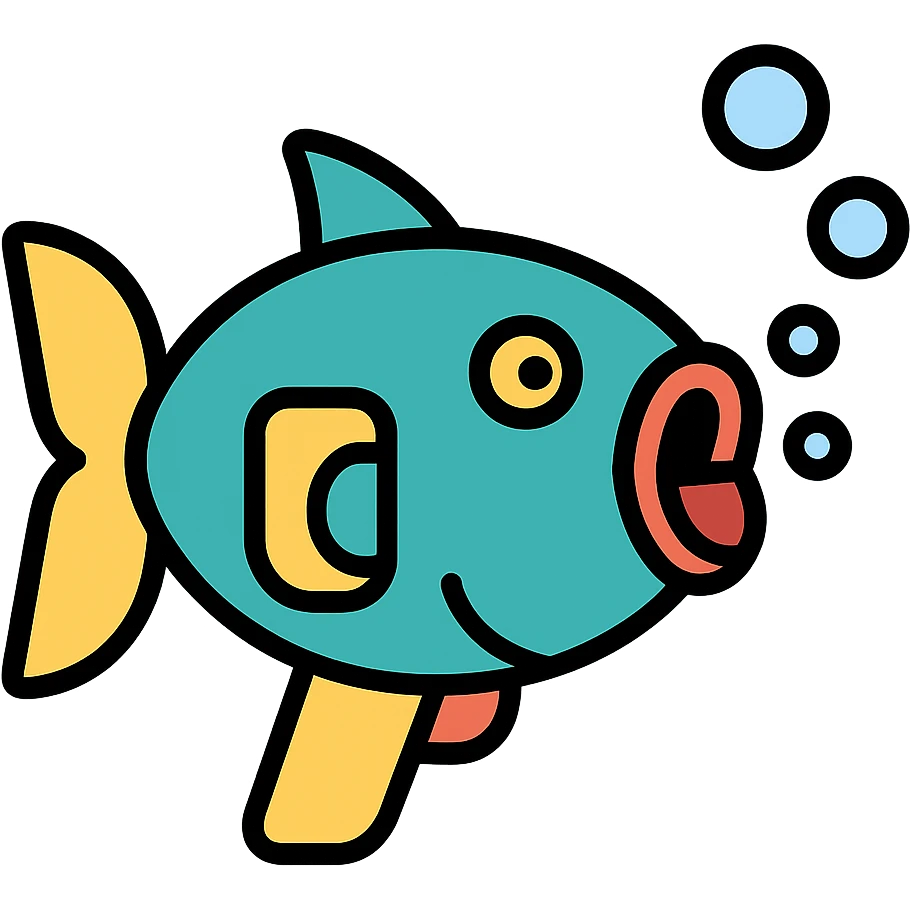 icon of a fish-shaped bubble machine, flat design, no text emoji