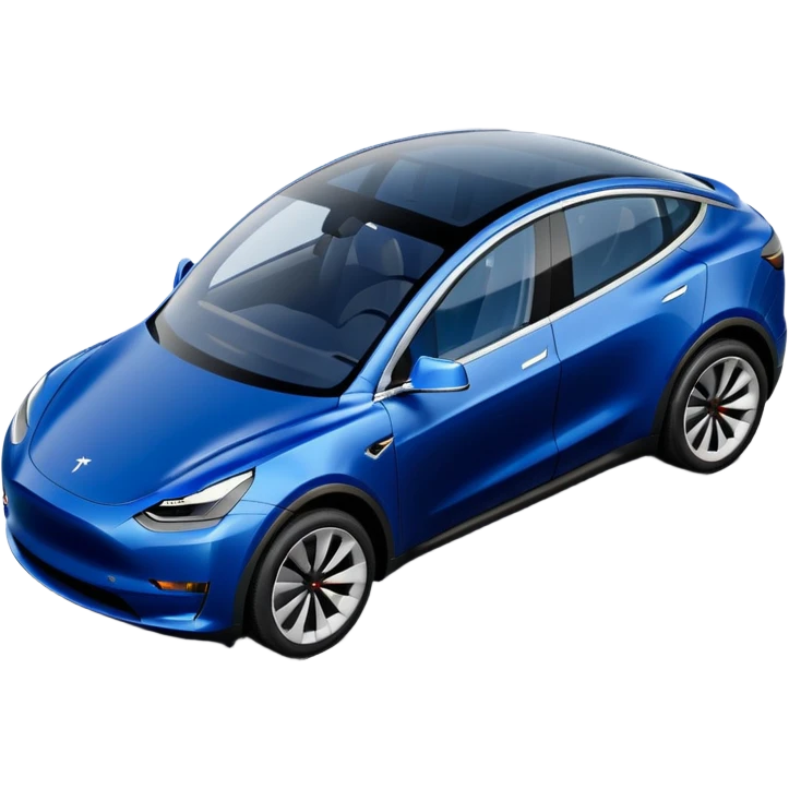 A Tesla Model Y parallel parking at a curb, from above emoji