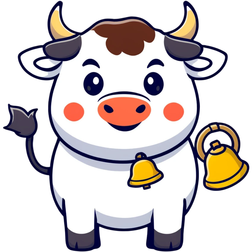cute cartoon ox with bell emoji