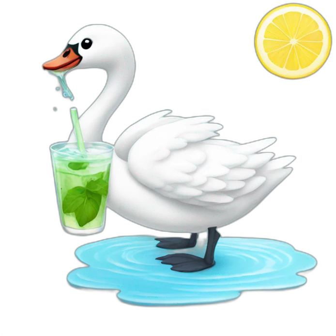 baby swan drinking mojito emoji
