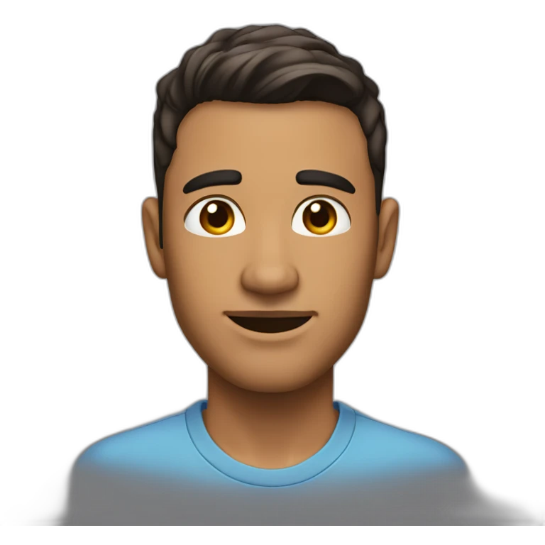 man with, tanned skin, short dark hair fade trim on the sides brown eyes, big nose, emoji