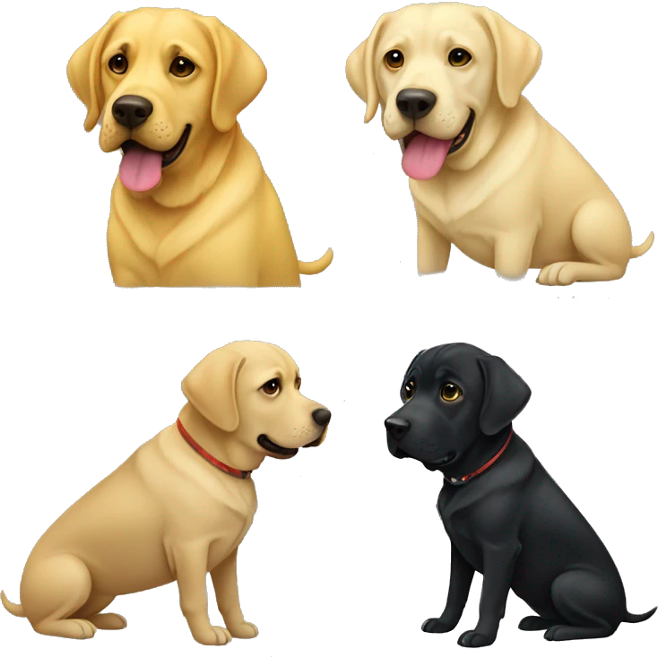 Two Labradors, one black and one yellow emoji