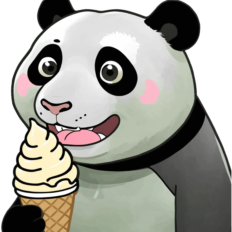 Panda eating ice cream emoji