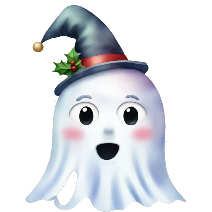 Watercolor Christmas ghost emoji