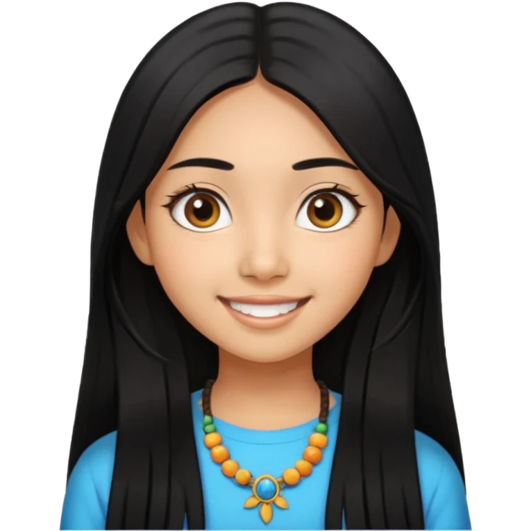 20 yr old asian woman hair  center part big eyes big smile tanned skin straight black hair hippie part hair  emoji