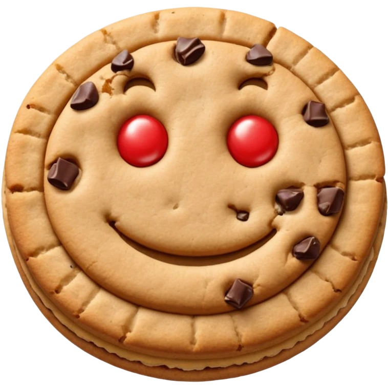 Emoji de un paquete de galletitas tipo pepas de membrillo, con algunas galletas redondas y el centro rojo visible. emoji