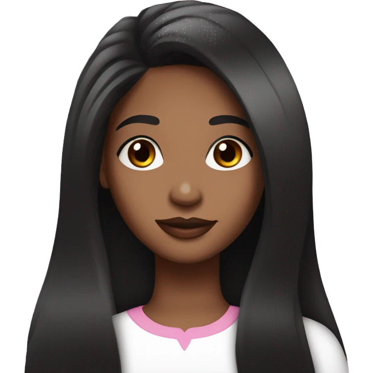 A brown girl with long straight black hair long lashes and dimple and pink lips  emoji