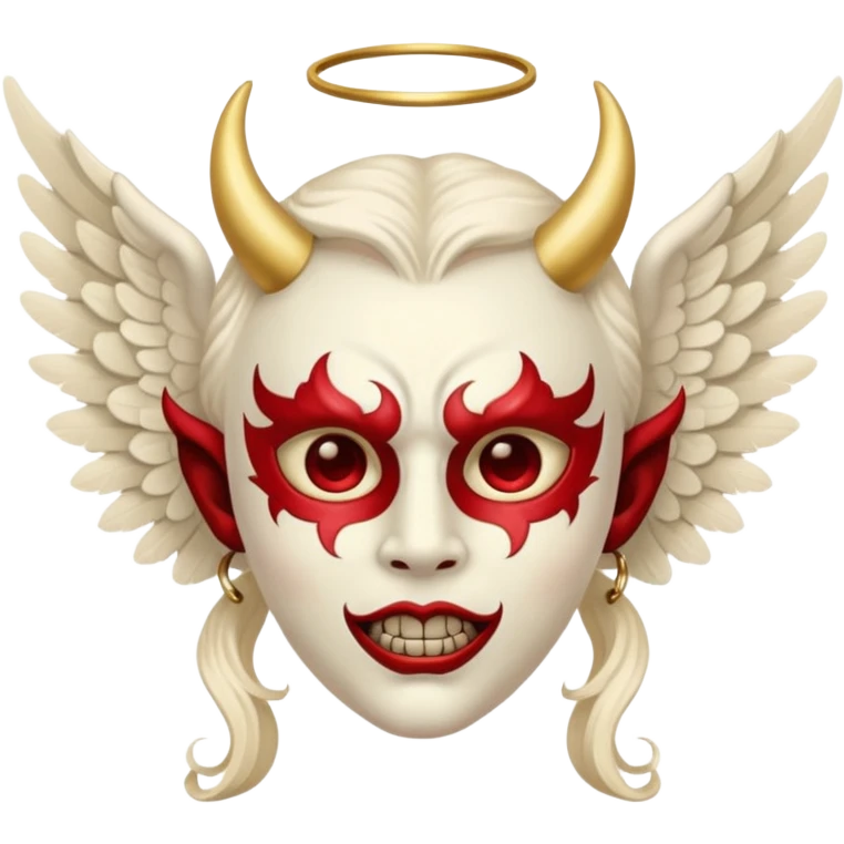 Demon wearing angel mask emoji