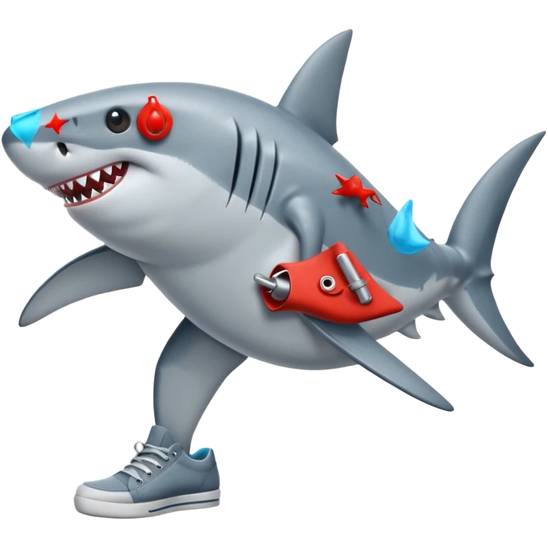 shark with legs and shoes emoji