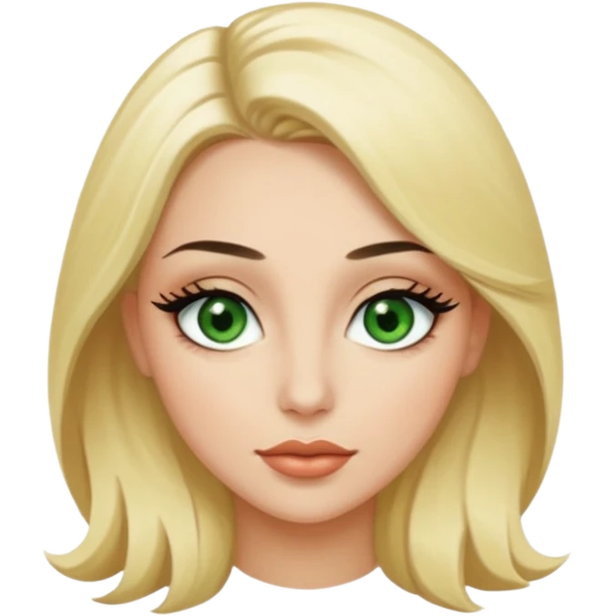 Emoji d’une femme blonde sexy aux yeux en amande vert avec de long cils noir  emoji