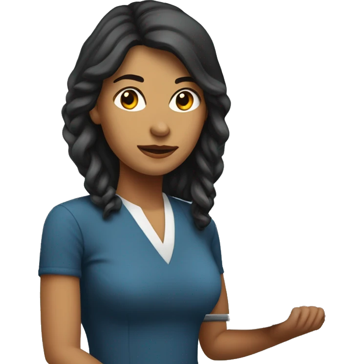 mulher morena atendente no computador emoji