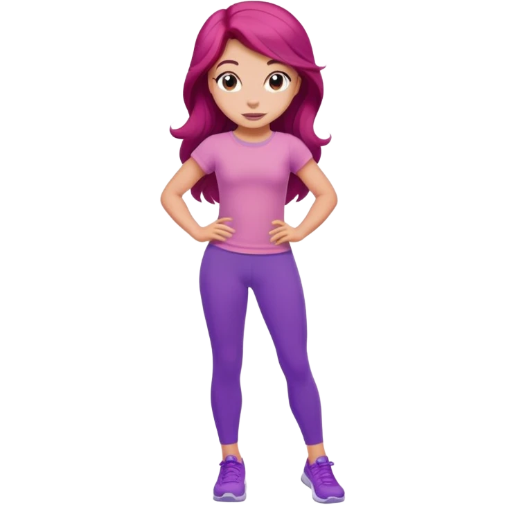 Ариэль в розовой футболке и фиолетовых леггинсах emoji