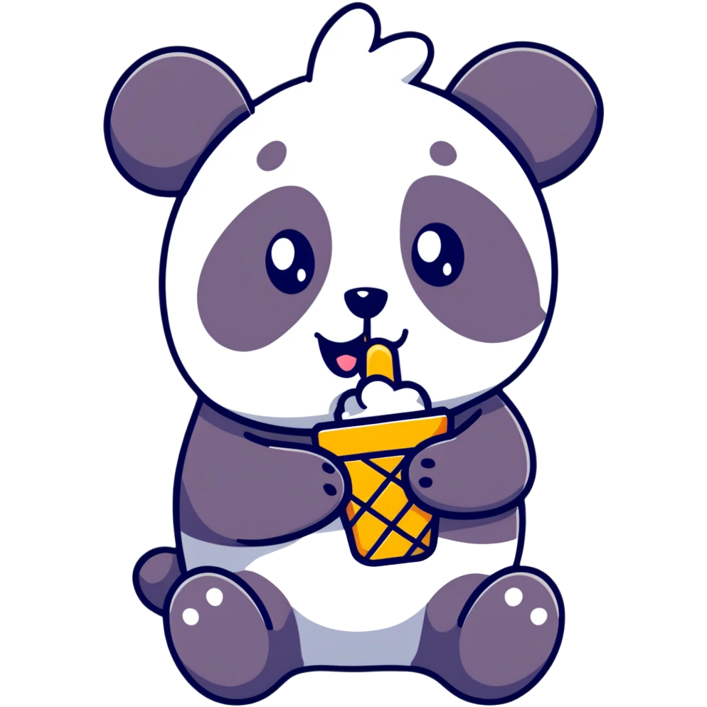 Panda eating ice cream emoji