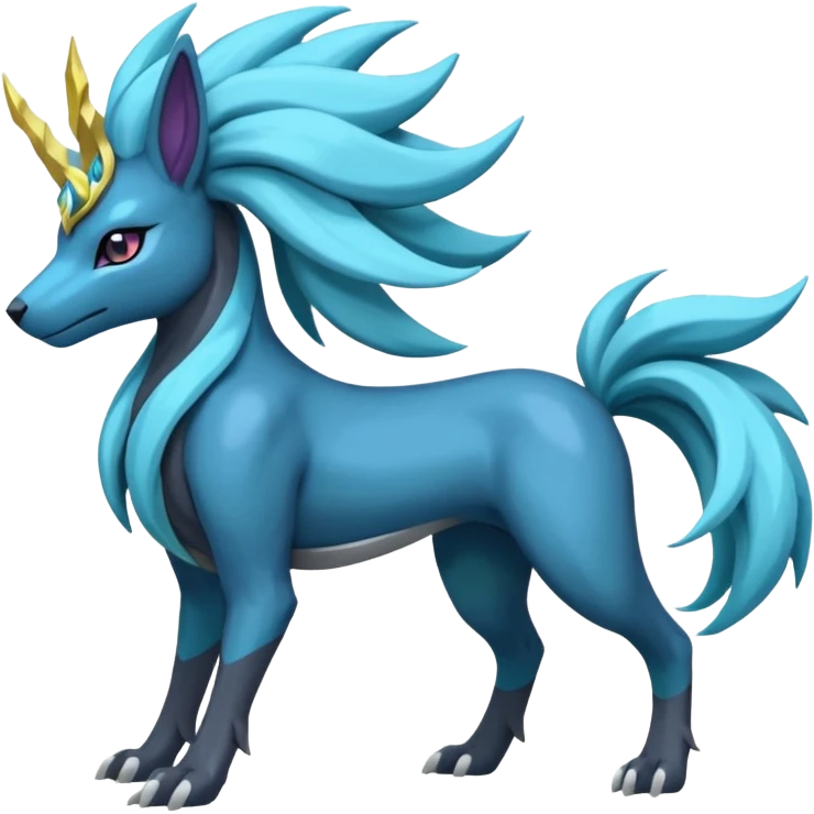 Shiny Dark Edgy Suicune-Cobalion-Manectric-Aurorus-Fakémon-hybrid-creature (full body)  emoji