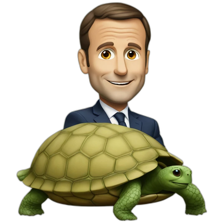 Macron sur une tortue emoji