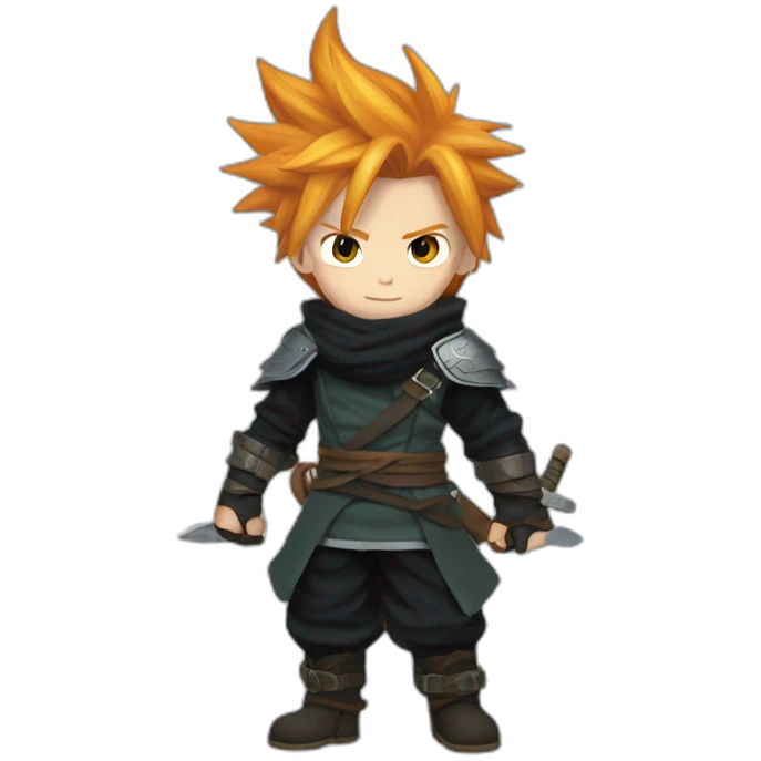Ginger cloud strife with ninja clothes emoji