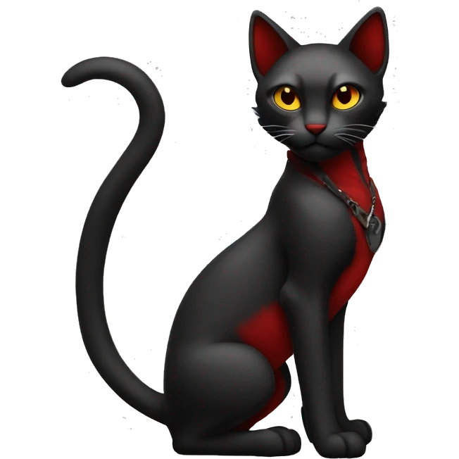 cool edgy black and red feline Fakémon full body emoji