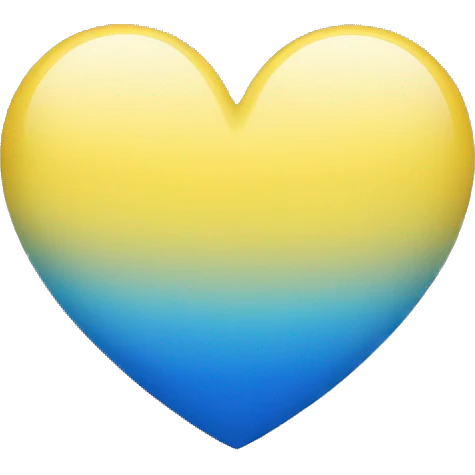 Yellow and blue ombré heart emoji