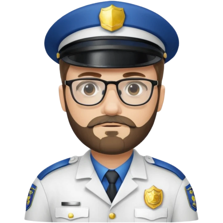 Police officer with glasses and beards(white uniform) emoji