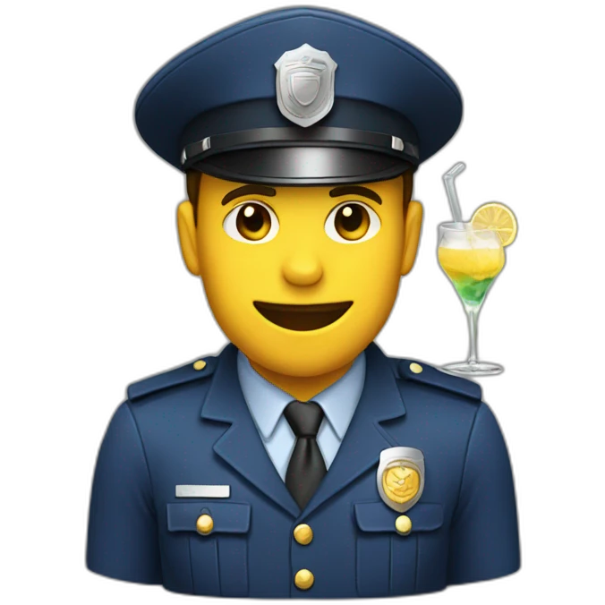 policeman with cocktail emoji
