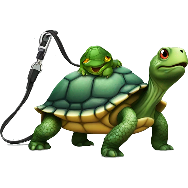 A turtle with a lizard on a leash  emoji