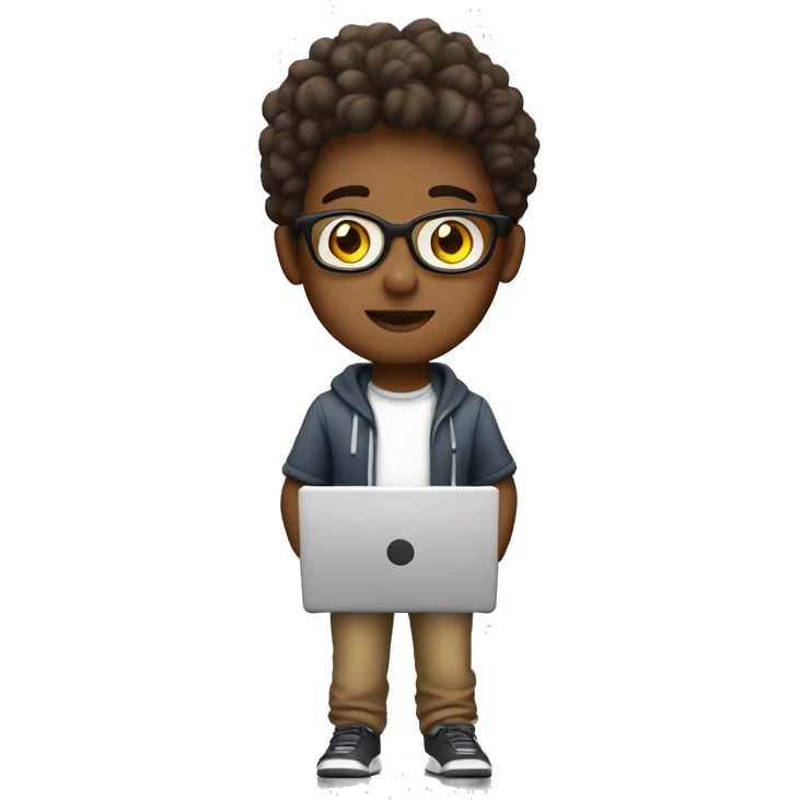 Adolescente de color de piel blanca, con laptop emoji