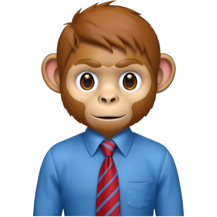 red monkey with blue shirt,brown tie emoji