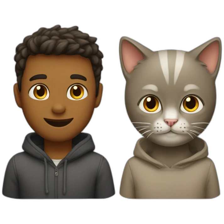 two cats one man emoji