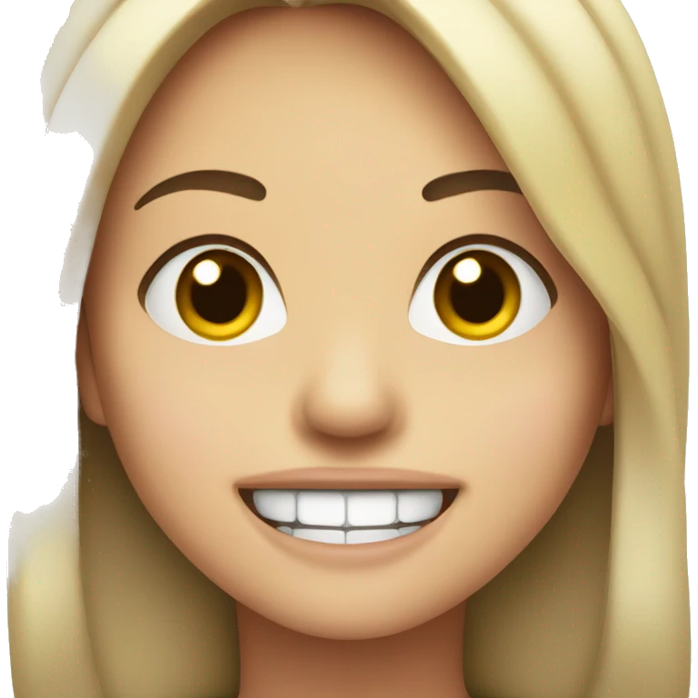 Biting lip and smiling emoji