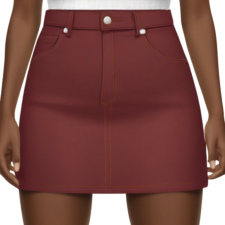 Realistic A-line high waisted burgundy denim mini skirt, isolated emoji