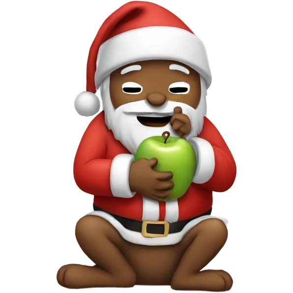 Santa with a cat holding an Apple Watch while crying emoji