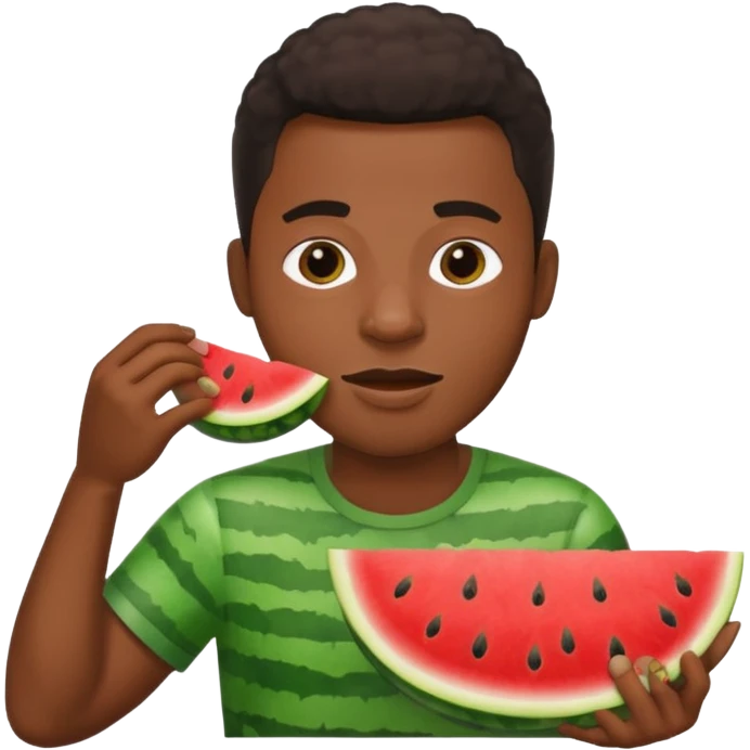 Black man eating watermelon emoji