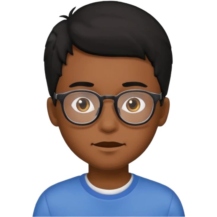 brownskin Black boy with glasses and black hair emoji
