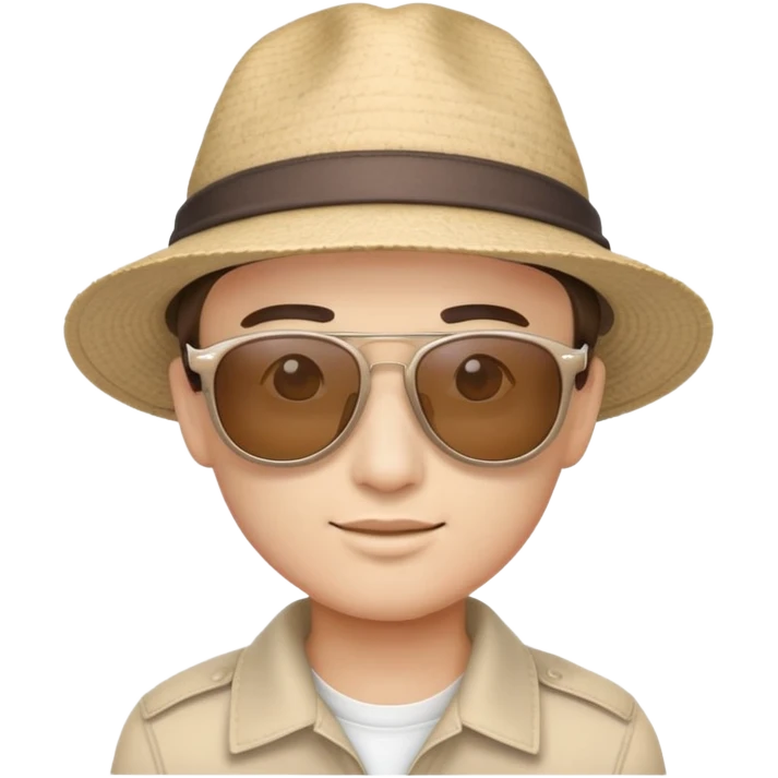 Tourist hat and sunglasses with soft subtle colors, not bright emoji
