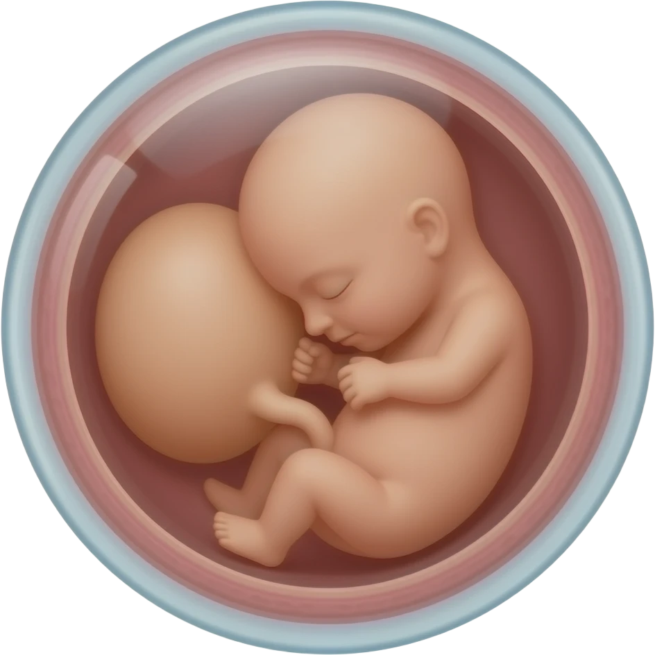 Mini embryo without limbs and without eyes and giant yolk sac 1 week old in the smallest womb Realistic emoji