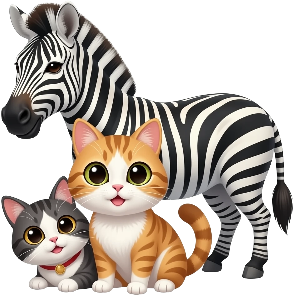 sexy and cute female cat. and zebra is behind the cat. zebra is mad n horny with the cat. emoji
