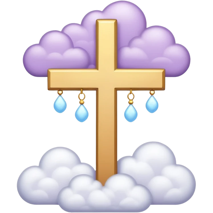 light lavender colored religious cross with bright light and clouds around it  emoji