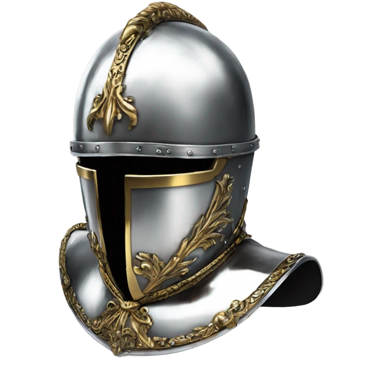 ornate french steel armet helmet chrome emoji