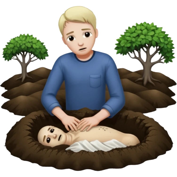 A man placing a body in a hole emoji