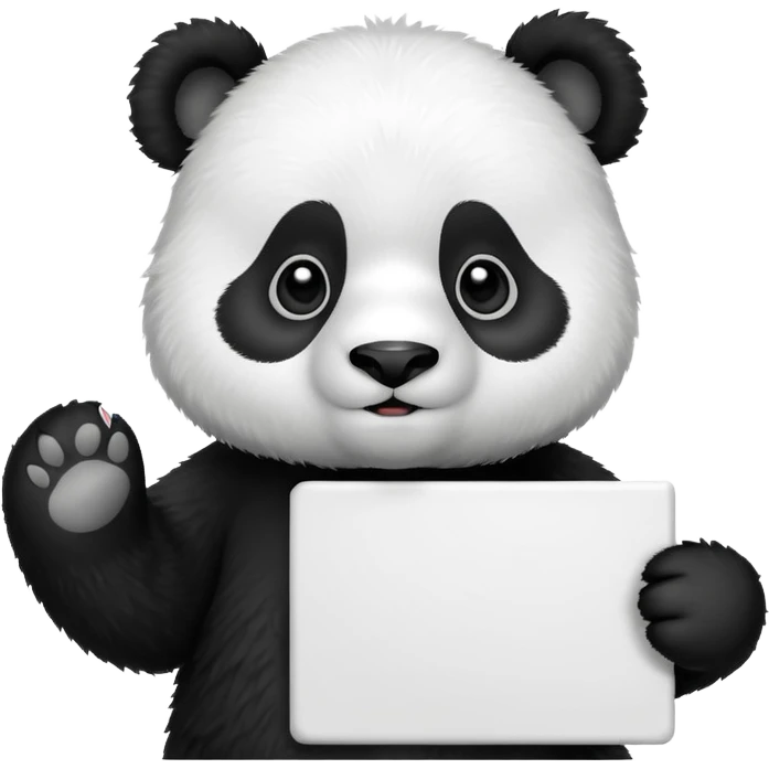 A panda bear holding a large blank sign emoji