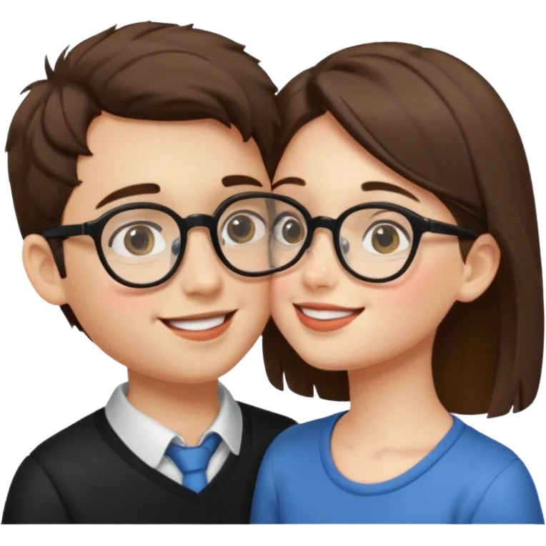 boy with spects kissing a girl emoji