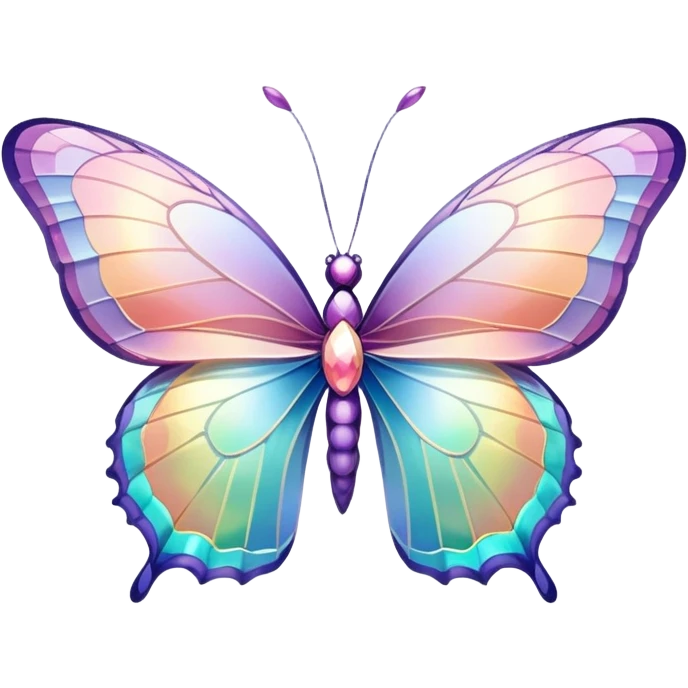 Pastel iridescent rainbow crystal butterfly emoji