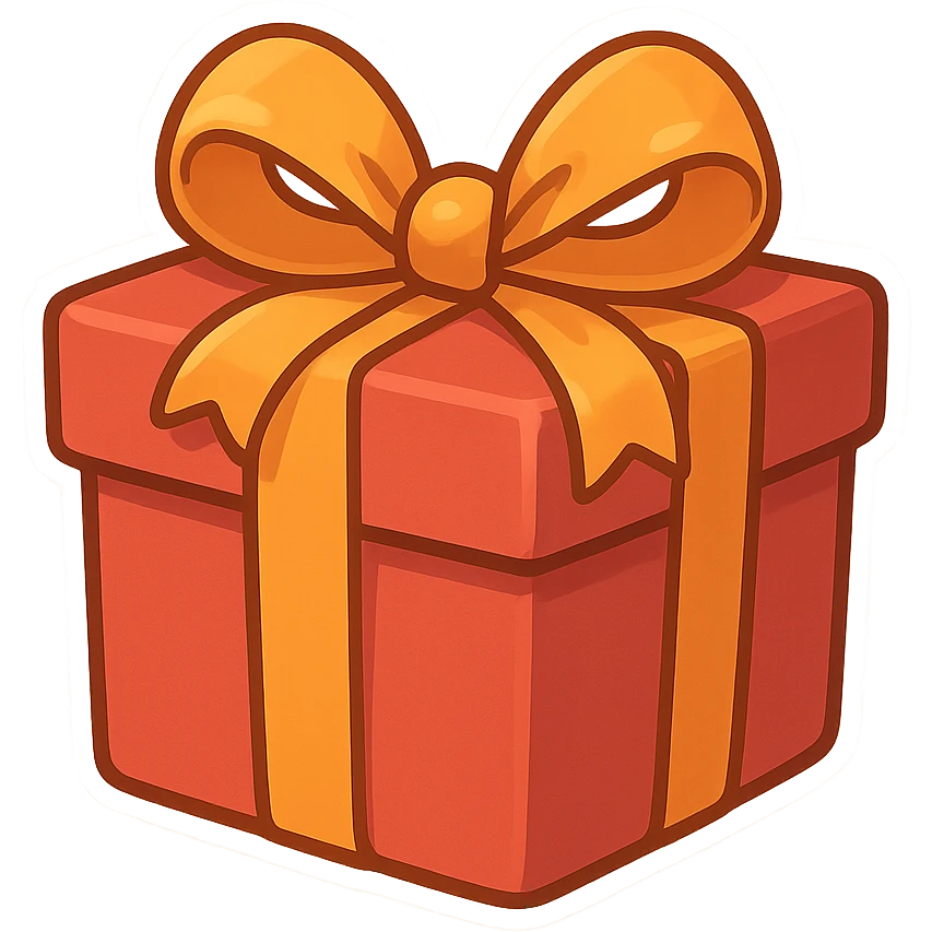 一个红色礼盒，橘色的丝带系着蝴蝶结 emoji