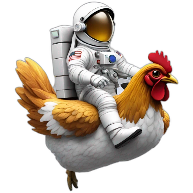 astronaut riding on chicken emoji