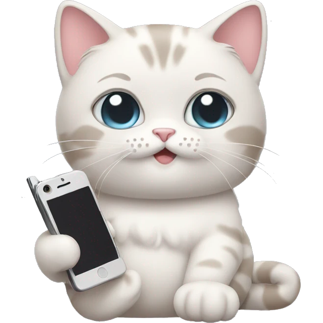 Cute pastel cat holding a phone emoji