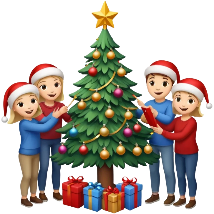 people decorating a Christmas tree emoji