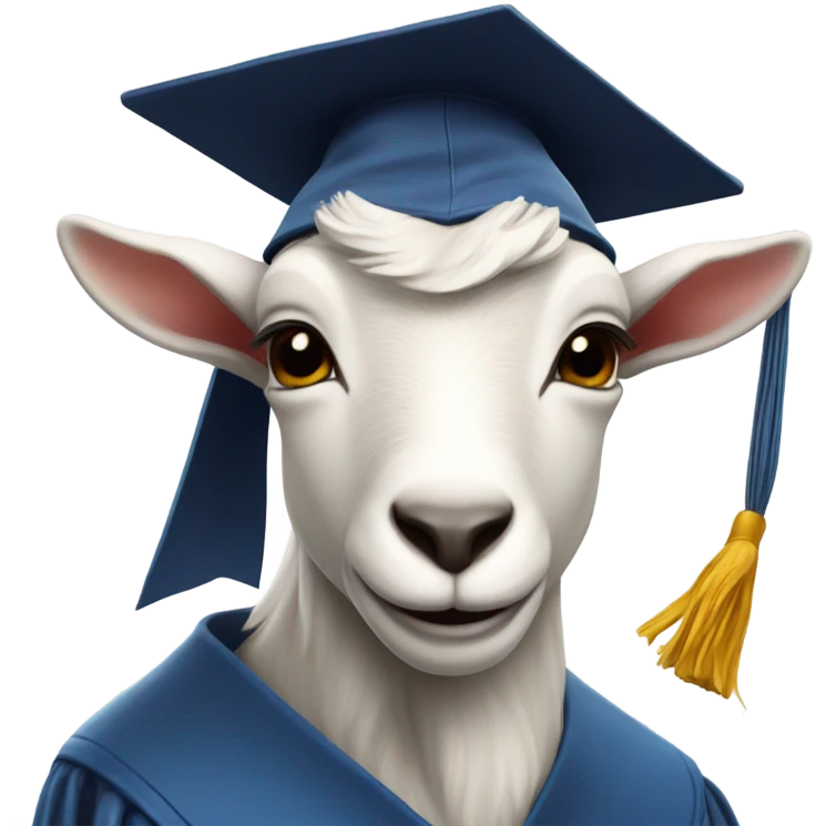 smirking goat wearing graduation hat emoji